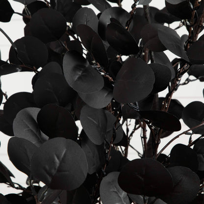 9' Pre-Lit Halloween Black Eucalyptus Tree, Nearly Natural, with 700 orange and purple LEDs on Tampa Home & Garden Store