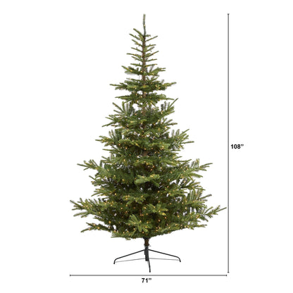 9’ Layered Washington Spruce Artificial Christmas Tree with 750 Clear LED Lights and 2055 Bendable Branches