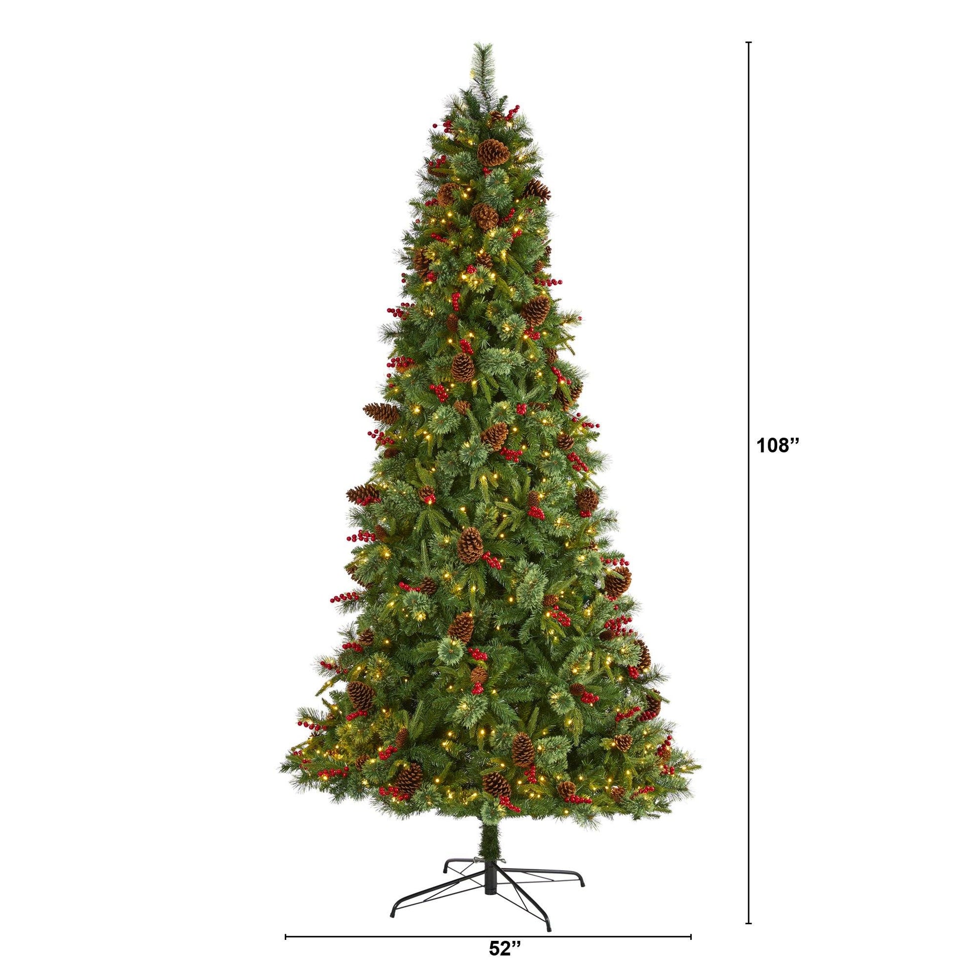 Nearly Natural 9ft Norway mixed pine artificial Christmas tree with 650 LED lights pine cones on Tampa Home & Garden Store