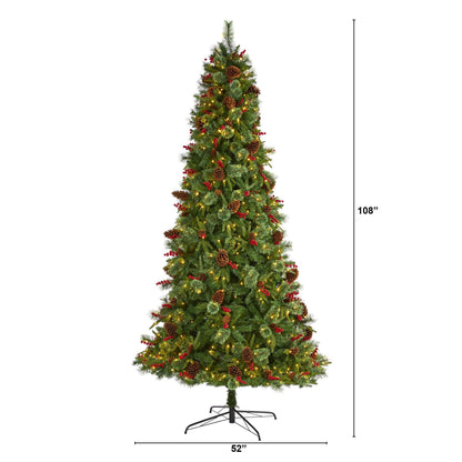 Nearly Natural 9ft Norway mixed pine artificial Christmas tree with 650 LED lights pine cones on Tampa Home & Garden Store