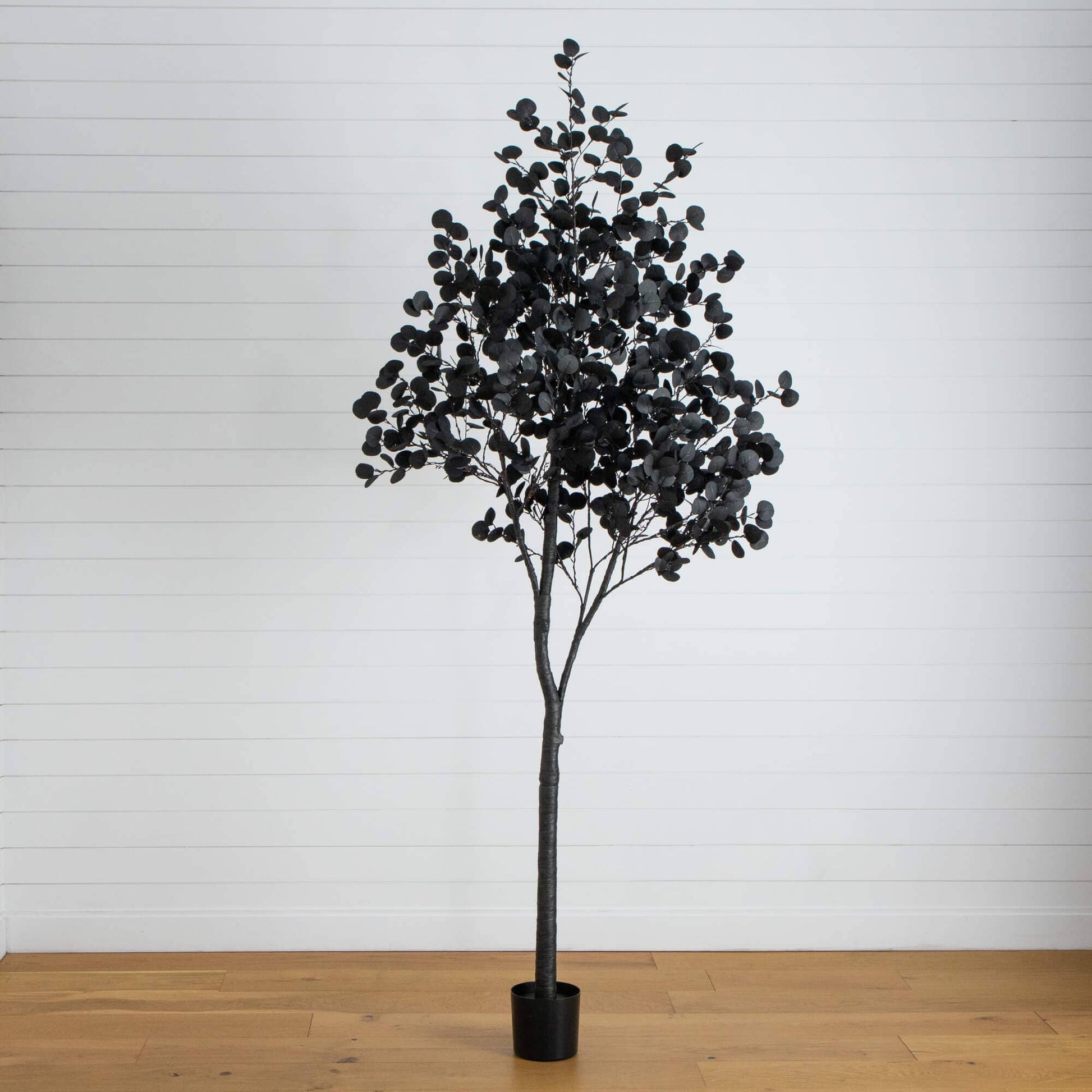 9ft pre-lit black eucalyptus artificial tree with 700 orange/purple LED lights Nearly Natural on Tampa Home & Garden Store