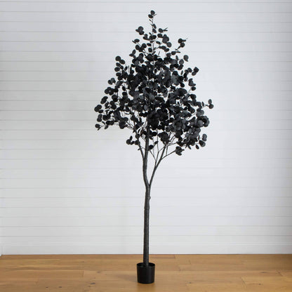 9ft pre-lit black eucalyptus artificial tree with 700 orange/purple LED lights Nearly Natural on Tampa Home & Garden Store