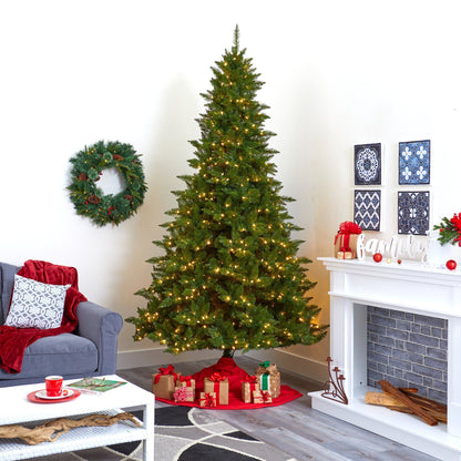 Árbol de Navidad artificial Vermont Spruce de 2,74 m con 850 luces LED blanco cálido (multifunción) con tecnología Instant Connect y 1984 ramas flexibles