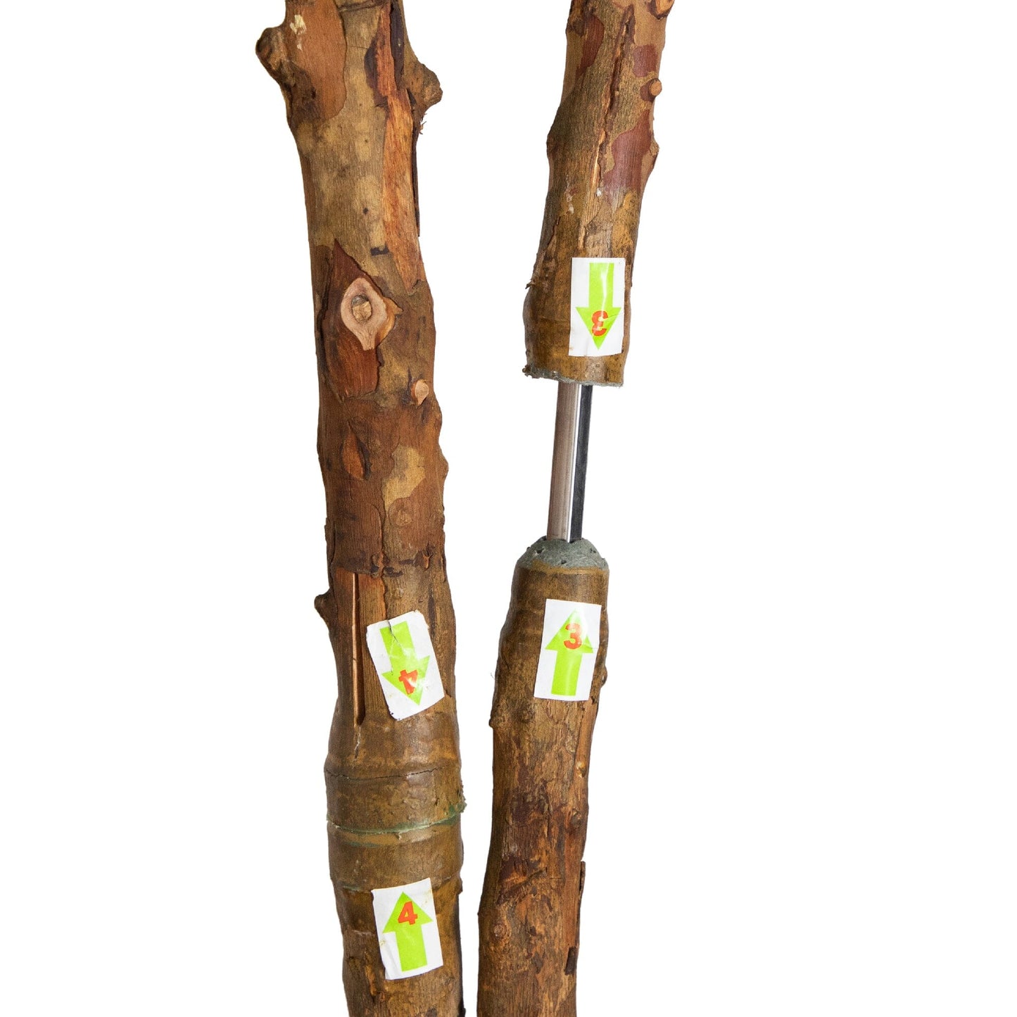 9’ Willow Artificial Tree Real Touch by Nearly Natural brown bark trunk segments with label stickers on Tampa Home & Garden Store