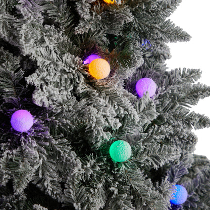 9.5' flocked British Columbia Mountain Fir artificial Christmas tree Nearly Natural frosted needles on Tampa Home & Garden Store