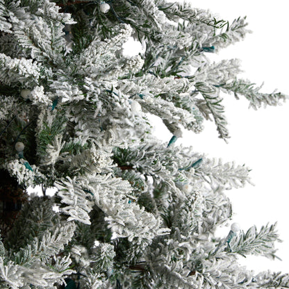 Árbol de Navidad artificial Slim Flocked Nova Scotia Spruce de 9.5 pies