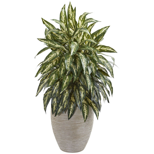 Aglonema Artificial Plant in Sand Colored Planter - Tampa Home & Garden Store