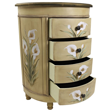 Mesa Accesoria Antigua con Diseño Floral de Calas