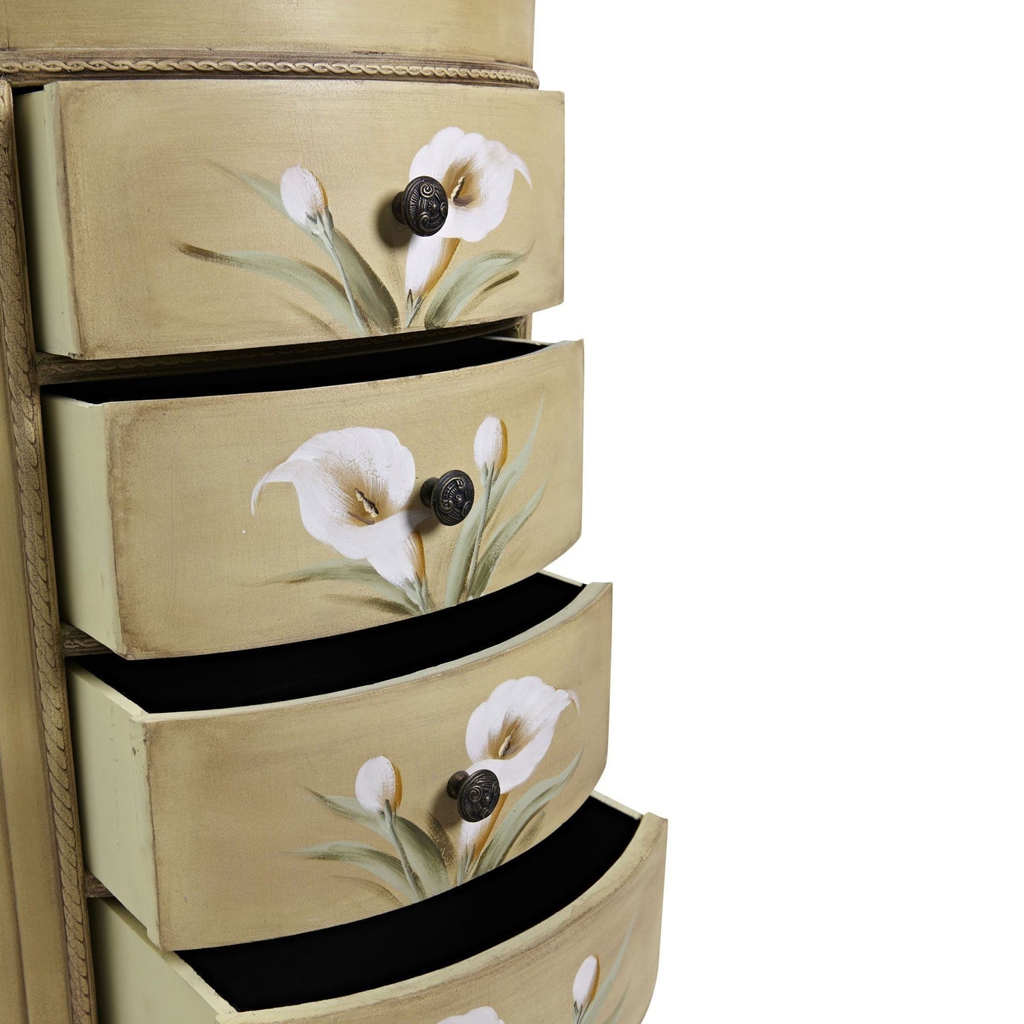 Mesa Accesoria Antigua con Diseño Floral de Calas