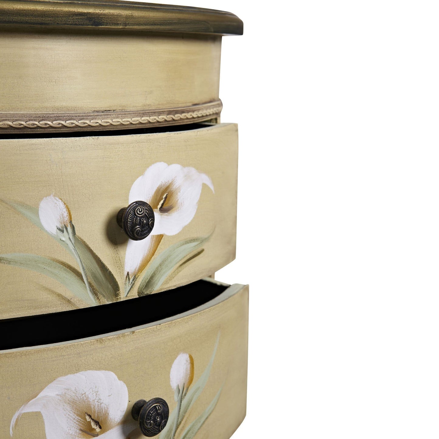 Mesa Accesoria Antigua con Diseño Floral de Calas
