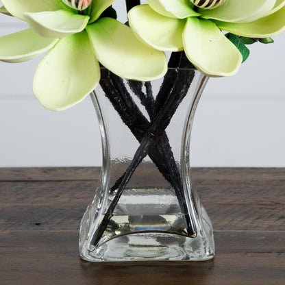 Artificial Magnolia Arrangement in Vase with pale yellow-green blooms, Nearly Natural on Tampa Home & Garden Store