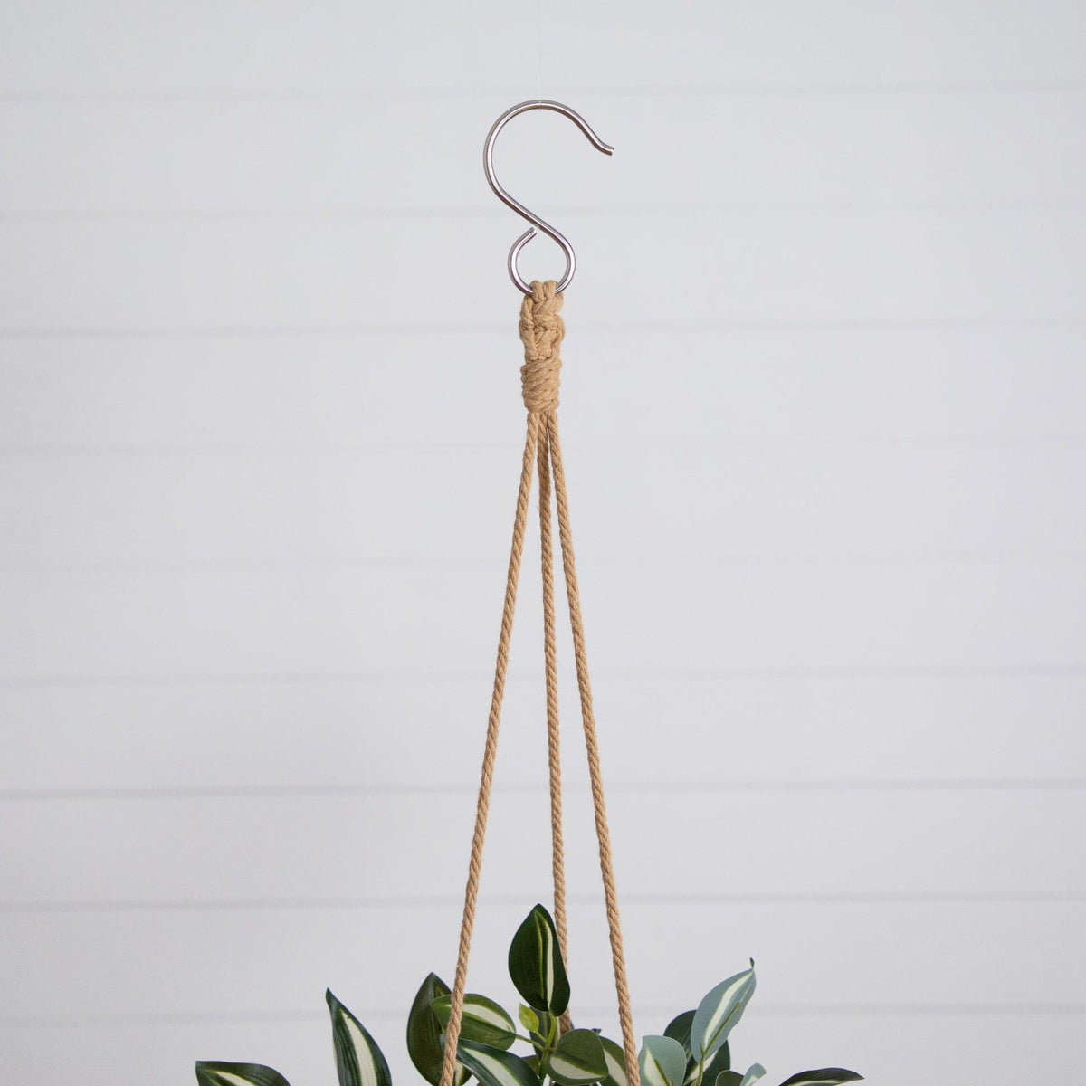 Artificial Wandering Jew & String of Hearts hanging plant pair with jute rope and metal S-hook on Tampa Home & Garden Store