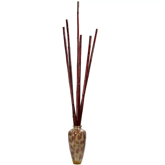 Artificial bamboo poles set of 6 in dark red stems arranged in a ceramic vase for zen decor on Tampa Home & Garden Store