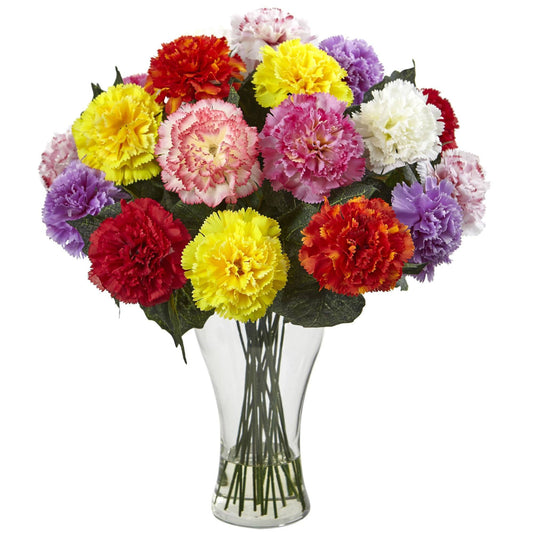 Blooming Carnation Arrangement w/Vase - Tampa Home & Garden Store