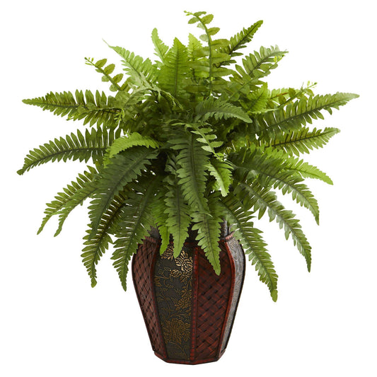 Boston Fern Artificial Plant in Decorative Planter - Tampa Home & Garden Store