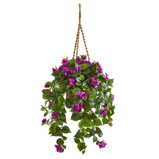 Bougainvillea Artificial Plant in Hanging Basket - Tampa Home & Garden Store