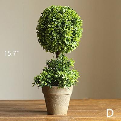 RusticReach artificial two-tier boxwood topiary with dense green spheres in a beige pot, 15.7 inches tall on Tampa Home & Garden Store