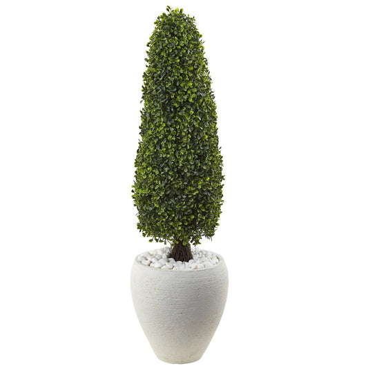 Boxwood Topiary with White Planter UV Resistant (Indoor/Outdoor) - Tampa Home & Garden Store