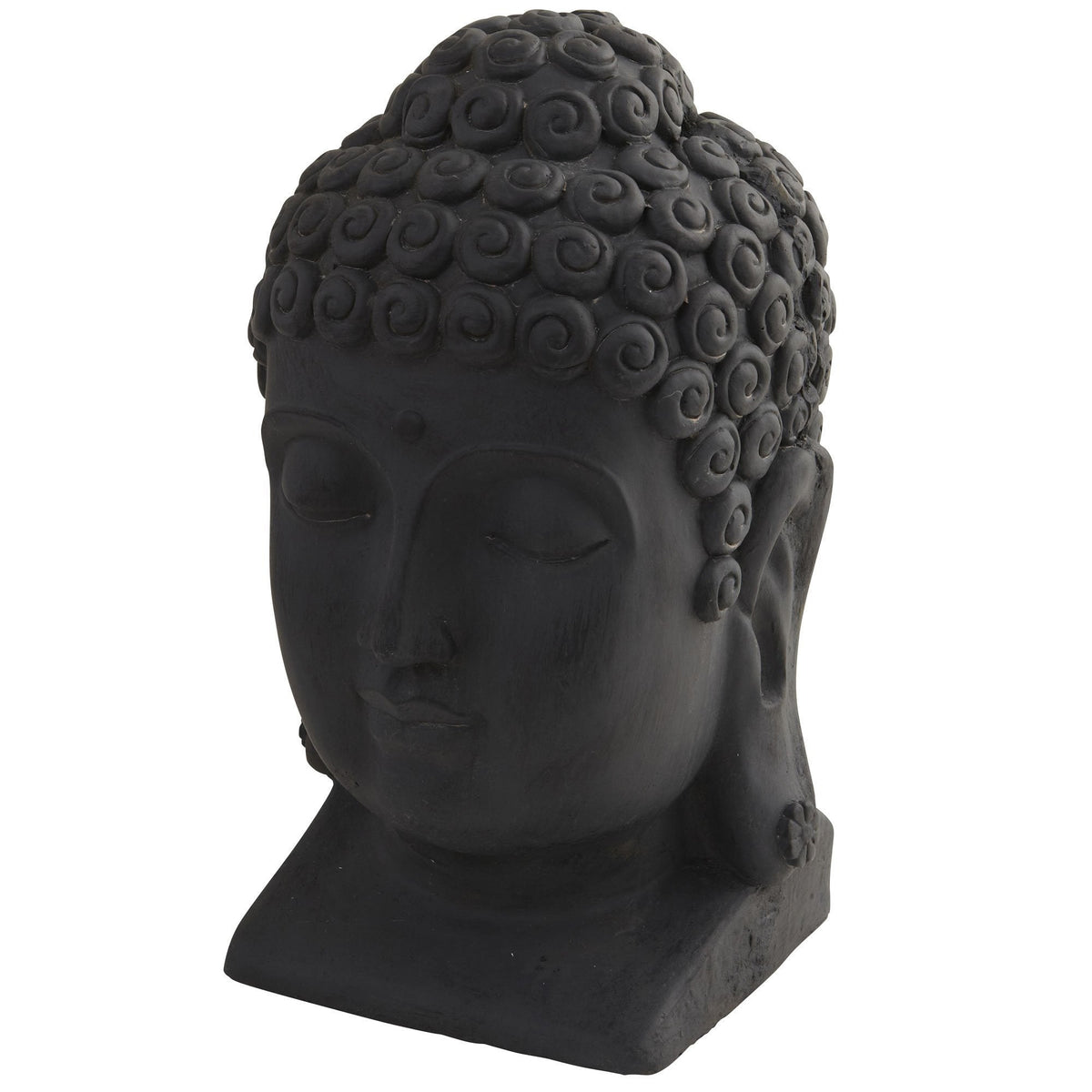 Buddha Head garden sculpture by Nearly Natural, black indoor/outdoor accessory on Tampa Home & Garden Store