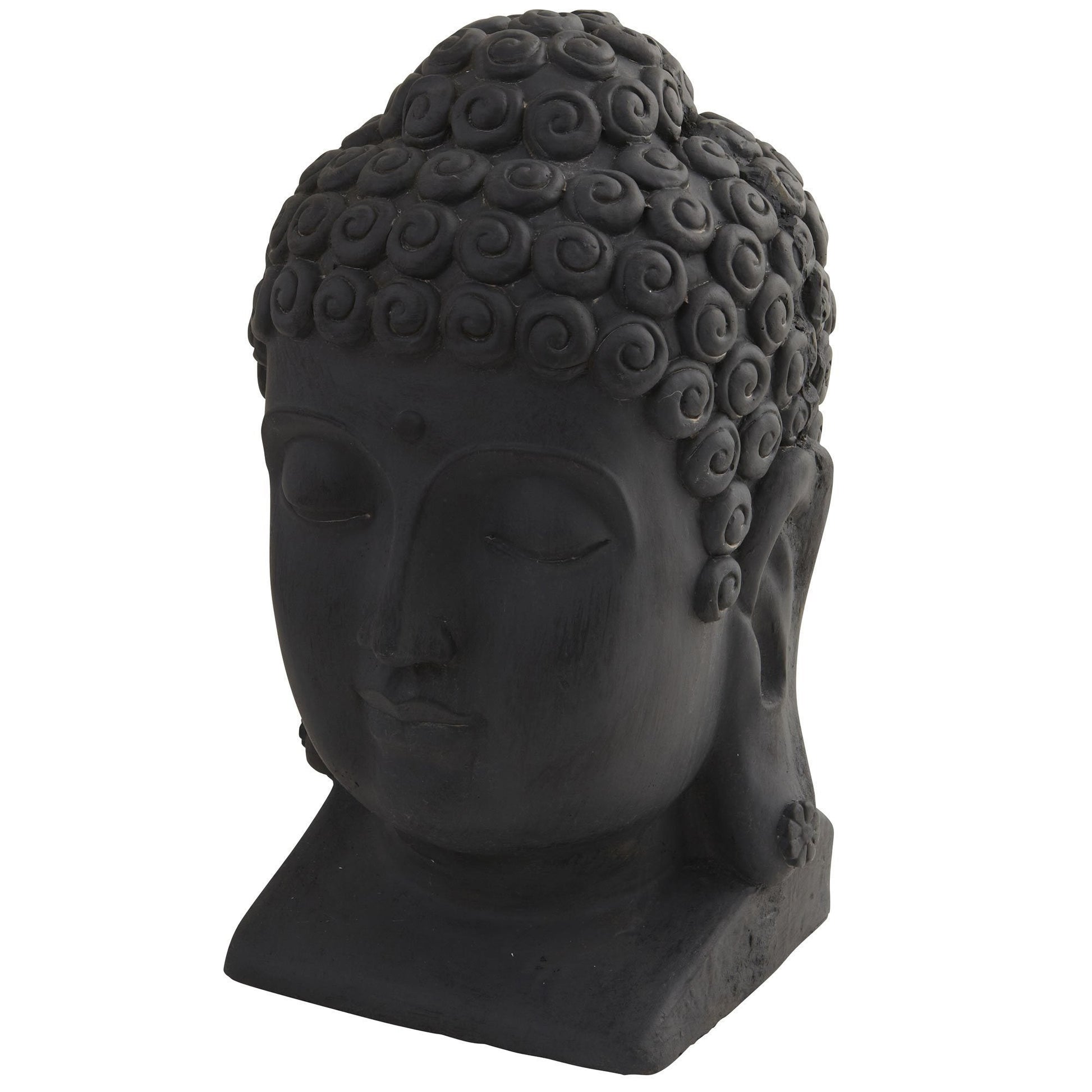Buddha Head garden sculpture by Nearly Natural, black indoor/outdoor accessory on Tampa Home & Garden Store