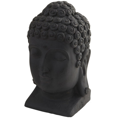 Buddha Head garden sculpture by Nearly Natural, black indoor/outdoor accessory on Tampa Home & Garden Store