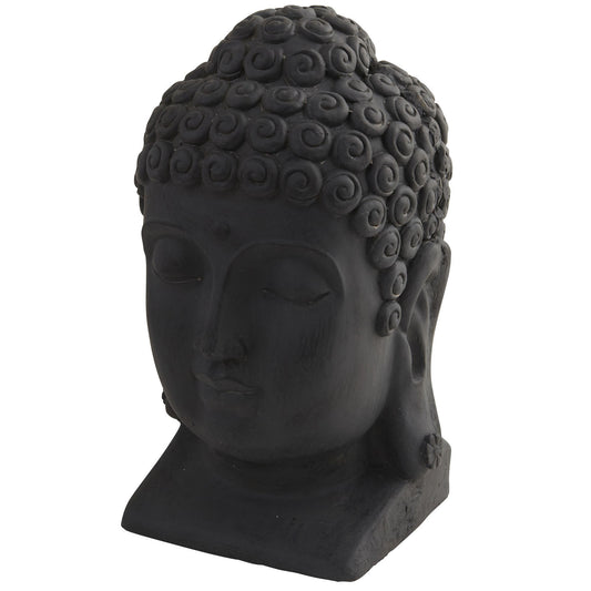 Buddha Head garden sculpture by Nearly Natural, black indoor/outdoor accessory on Tampa Home & Garden Store