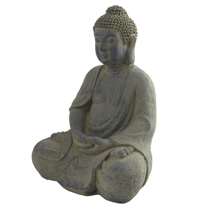 Buddha statue indoor outdoor, weathered gray stone finish, Nearly Natural, seated lotus pose on Tampa Home & Garden Store