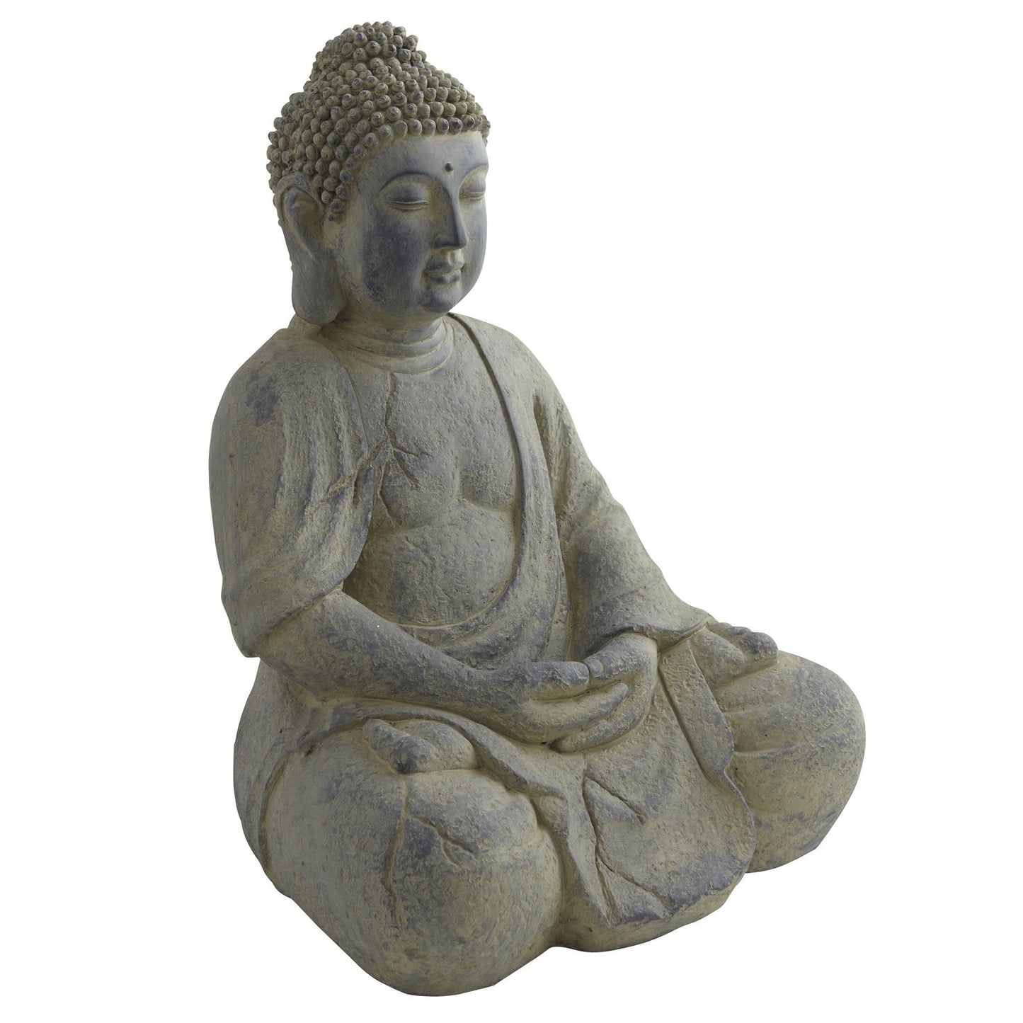 Buddha statue Nearly Natural gray stone finish indoor outdoor seated meditation pose on Tampa Home & Garden Store