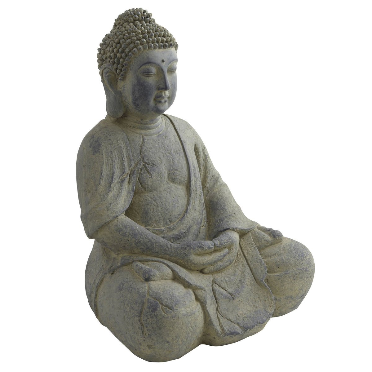 Buddha statue Nearly Natural gray stone finish indoor outdoor seated meditation pose on Tampa Home & Garden Store