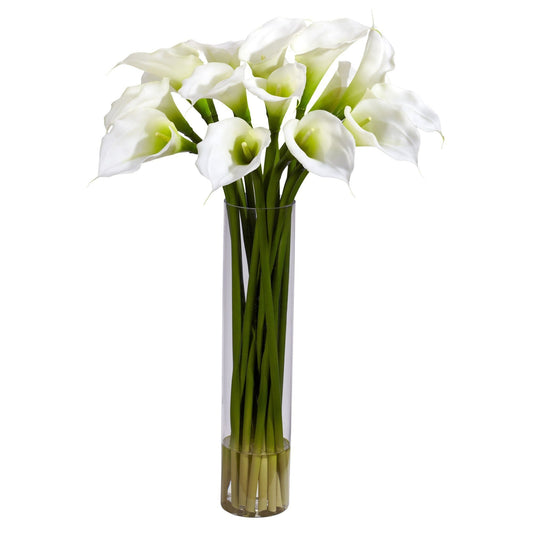 Calla Lilly w/Cylinder Silk Flower Arrangement - Tampa Home & Garden Store