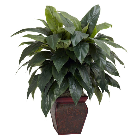 Cordyline Silk Plant in Decorative Vase by Nearly Natural with lush green leaves in ornate vase on Tampa Home & Garden Store