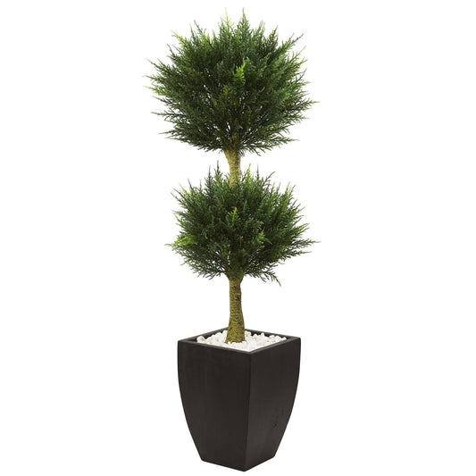 Cypress Topiary with Black Planter UV Resistant (Indoor/Outdoor) - Tampa Home & Garden Store