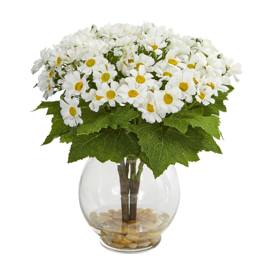 Daisy Artificial Arrangement in Fluted Vase - Tampa Home & Garden Store