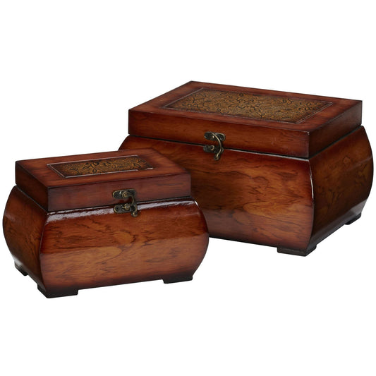 Decorative Lacquered Wood Chests (Set of 2) - Tampa Home & Garden Store