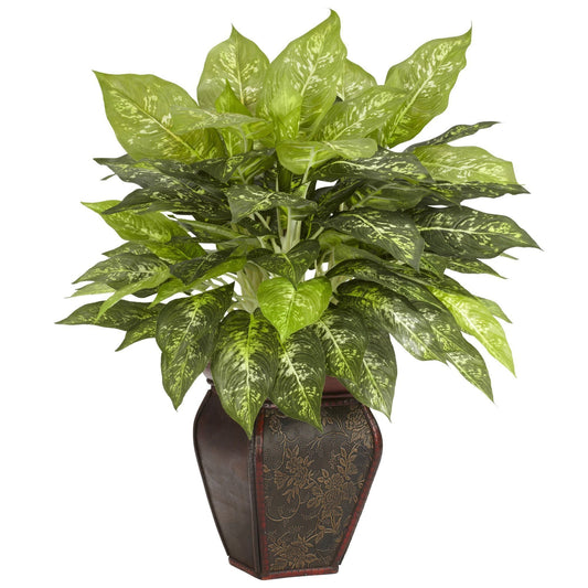 Dieffenbachia w/Decorative Vase Silk Plant - Tampa Home & Garden Store