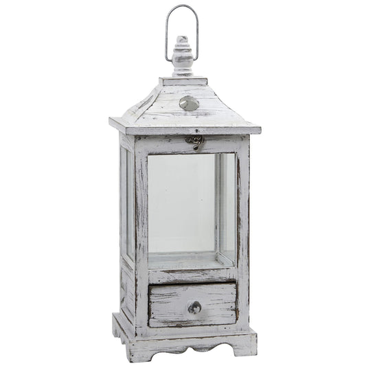 Distressed Wooden Lantern with Drawers - Tampa Home & Garden Store