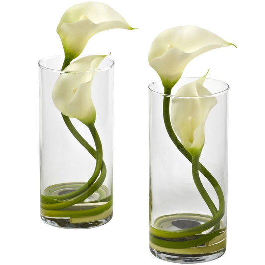 Double Calla Lily w/Cylinder (Set of 2) - Tampa Home & Garden Store