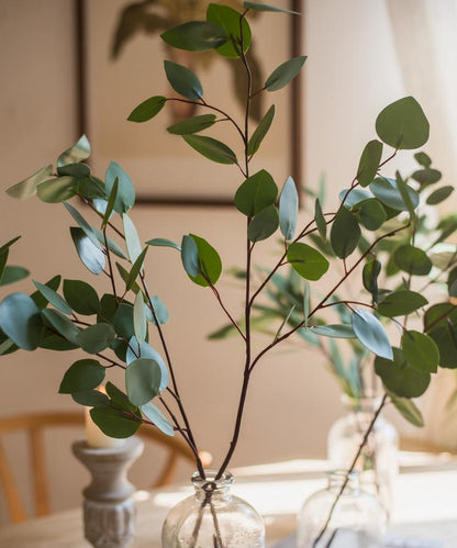 Artificial Faux Eucalyptus Leaf in Various Shapes RusticReach leaves on brown stems in vase on Tampa Home & Garden Store