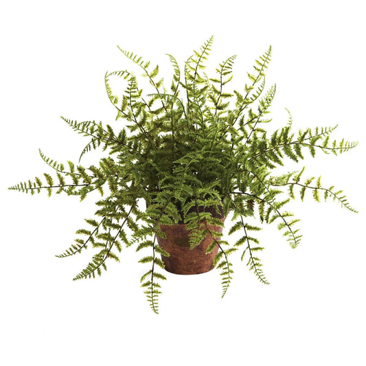 Ferns with decorative planters artificial greenery in brown pot Nearly Natural on Tampa Home & Garden Store