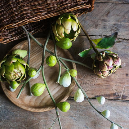 Artificial Fig Fruit Stem 30-inch Silk Branch RusticReach fig-like pods and artichoke blooms on Tampa Home & Garden Store
