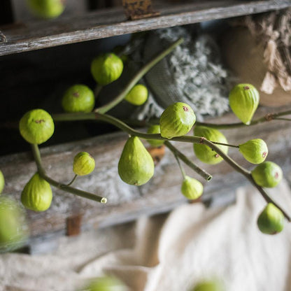Artificial fig fruit stem 30in tall silk branch with green figs, RusticReach nonflowering plant on Tampa Home & Garden Store
