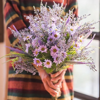 Artificial silk bouquet purple daisies and lavender, 20in tall RusticReach on Tampa Home & Garden Store