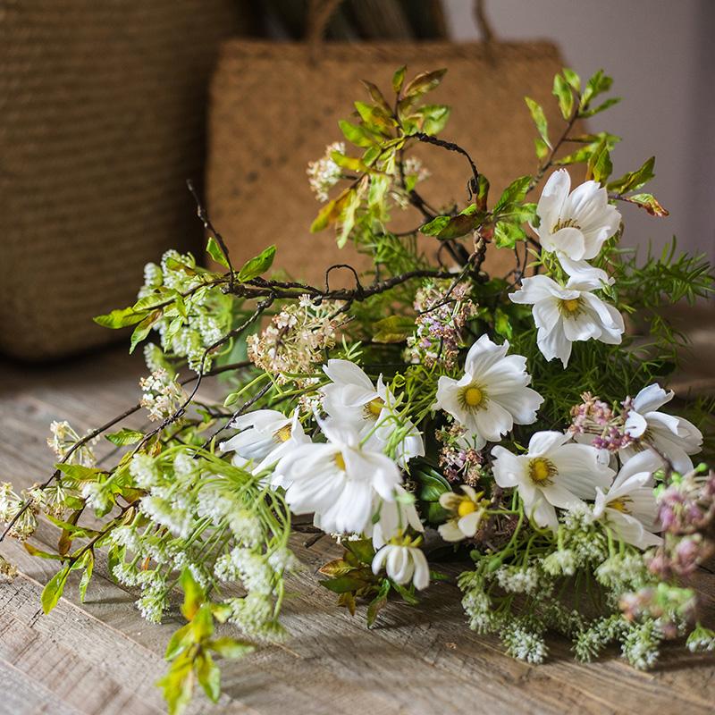 Artificial flower bouquet Spring Daisy RusticReach white daisies with green leaves 24in tall on Tampa Home & Garden Store