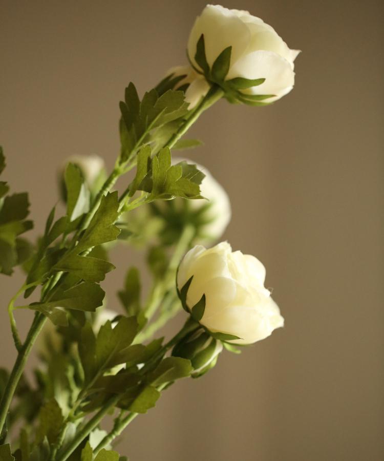 Artificial Buttercup flower stem 28in tall with white blooms and green foliage RusticReach on Tampa Home & Garden Store