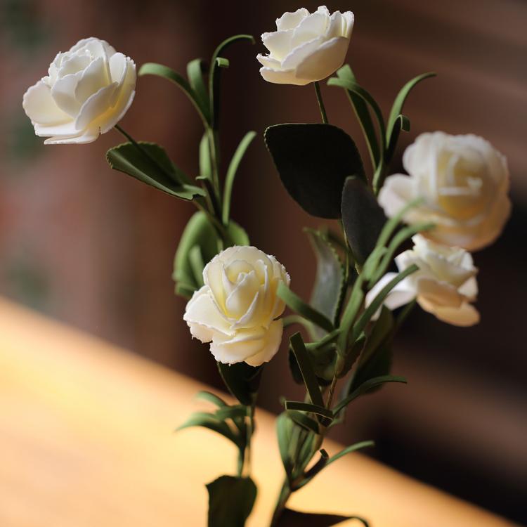Artificial camellia bloom stem set in white, 16 in tall, Eco PE RusticReach on Tampa Home & Garden Store