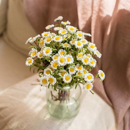 RusticReach faux silk daisy stem set, white, 15 inches tall in glass jar on Tampa Home & Garden Store