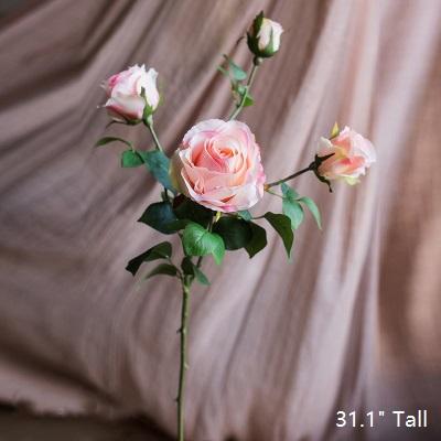 Faux silk rose stem with 4 light pink blooms, 31 in tall, RusticReach on Tampa Home & Garden Store