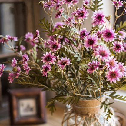 Faux silk chrysanthemum stems pink, RusticReach multi-stem bouquet, 34 inches tall on Tampa Home & Garden Store
