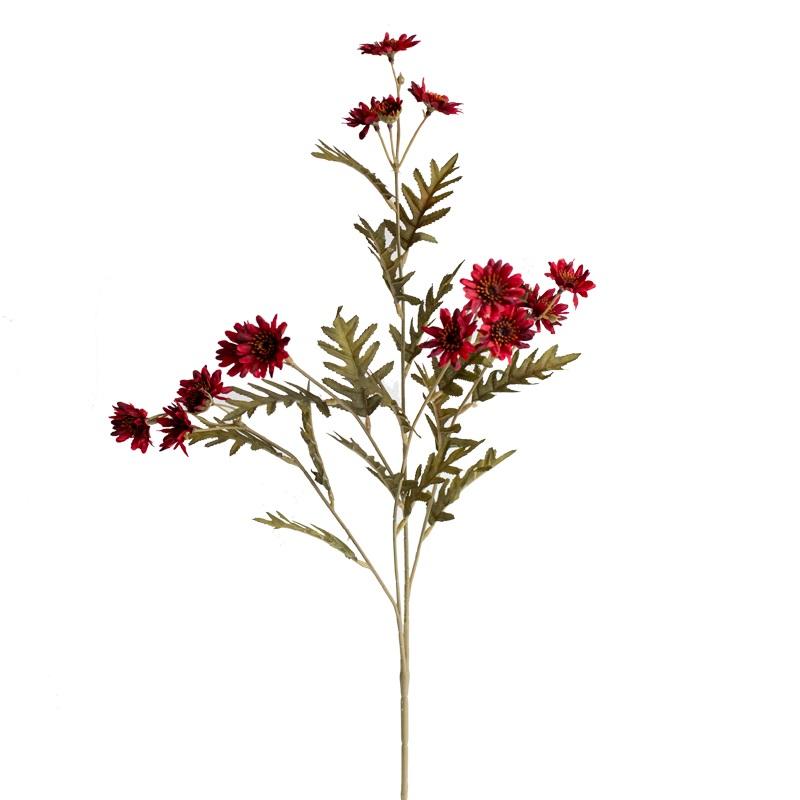 Faux silk chrysanthemum stem with red blossoms, 34in tall, RusticReach artificial flower on Tampa Home & Garden Store