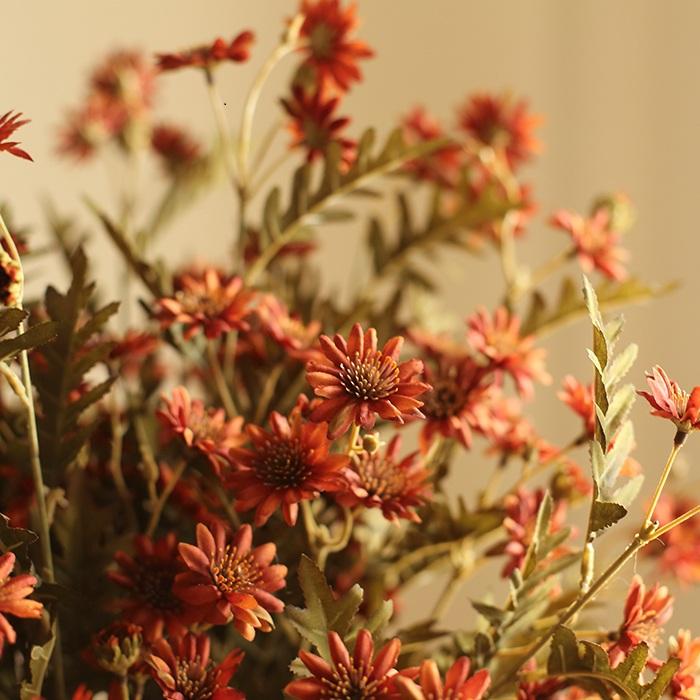 Faux Silk Chrysanthemum stem, rust-orange blooms, 34in tall, RusticReach on Tampa Home & Garden Store
